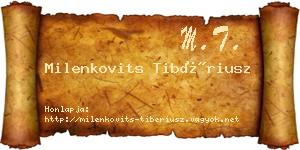 Milenkovits Tibériusz névjegykártya